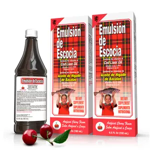 Emulsion de Escocia Edible Scottish Cod Liver Oil Cherry Supplement - Fitness & Vitamin Healthcare Support, Gut Health Digestive Aid, 15.3 Fl Oz (2 Bottles)